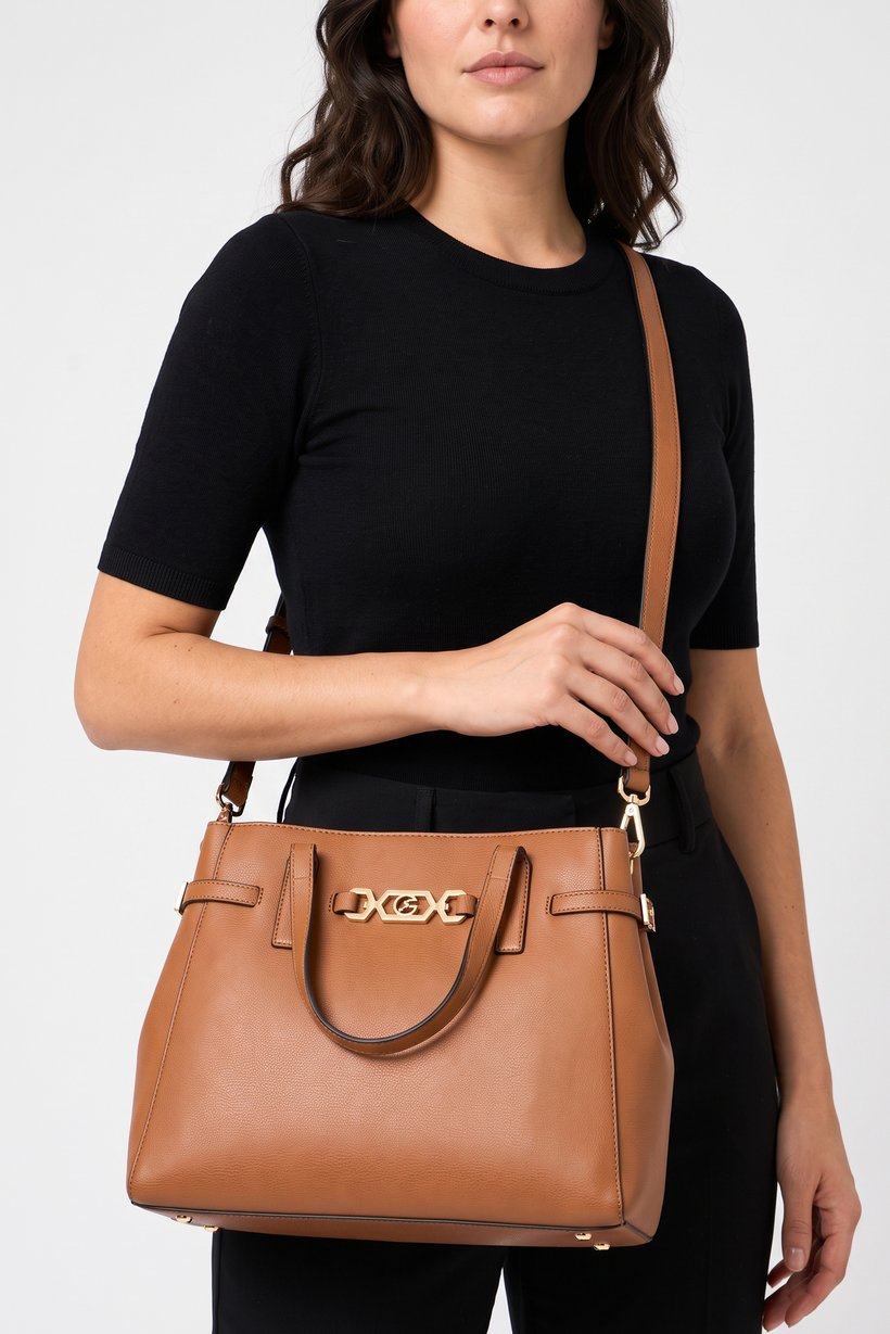 Women Brand Logo Tote Bag, Brown