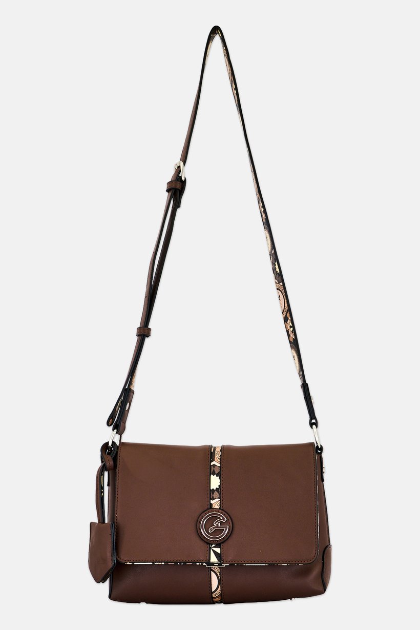 Women Brand Logo Cross Body Bag, Dark Brown