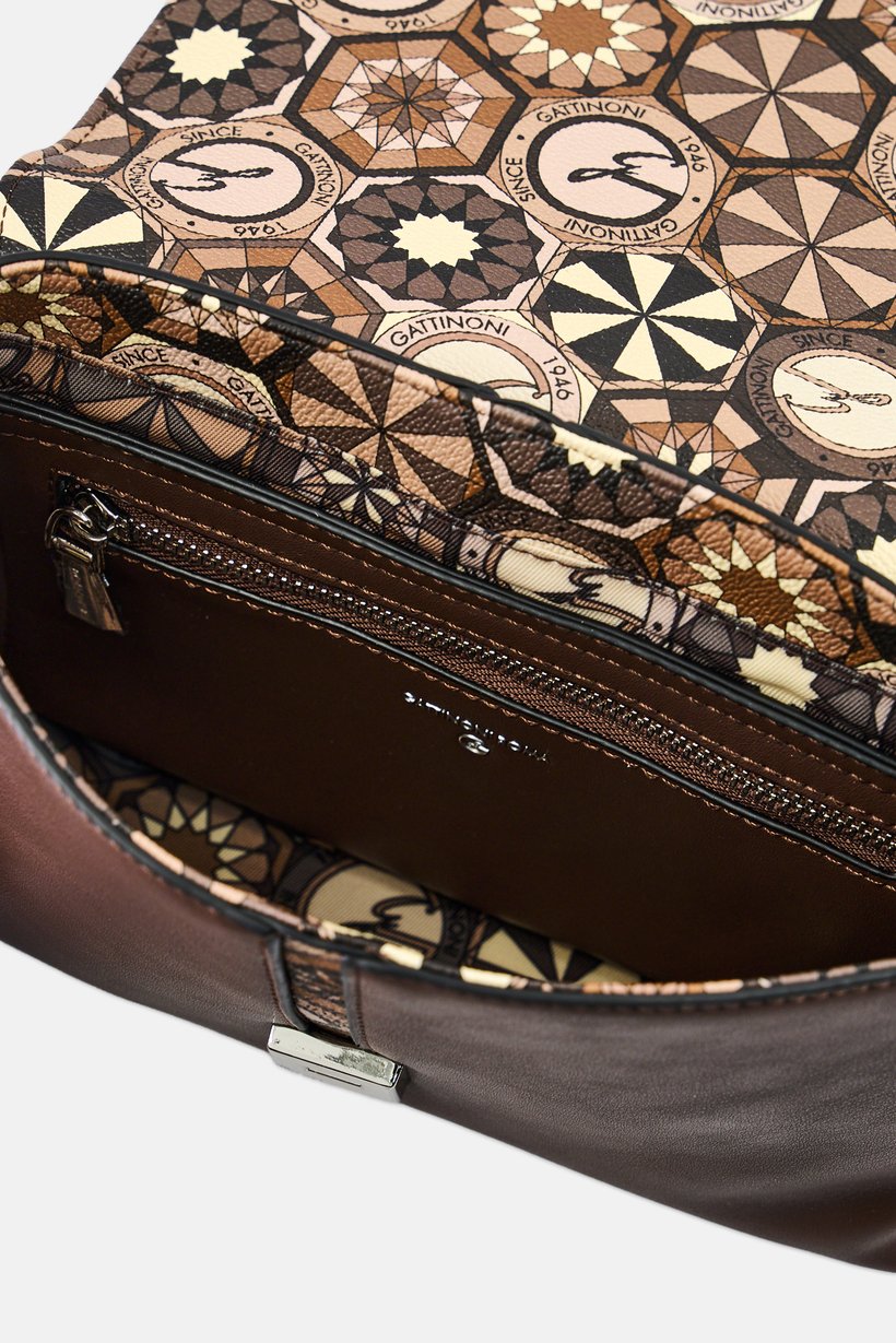 Women Brand Logo Cross Body Bag, Dark Brown