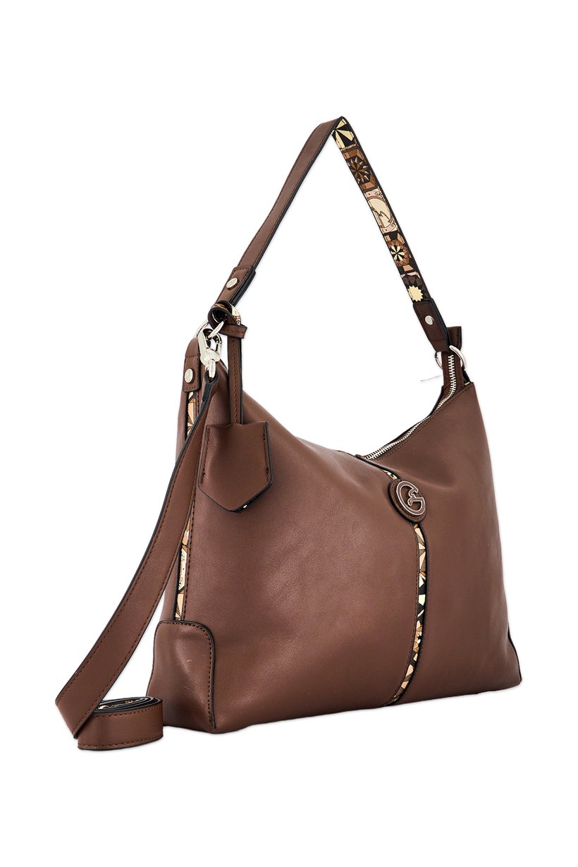 Women Brand Logo Shoulder Bag, Brown