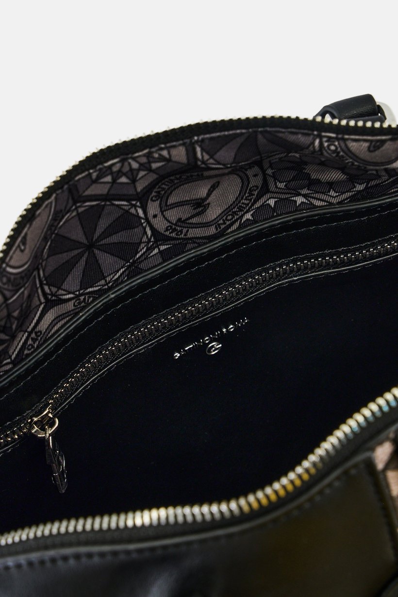 Women Brand Logo Handbag, Black
