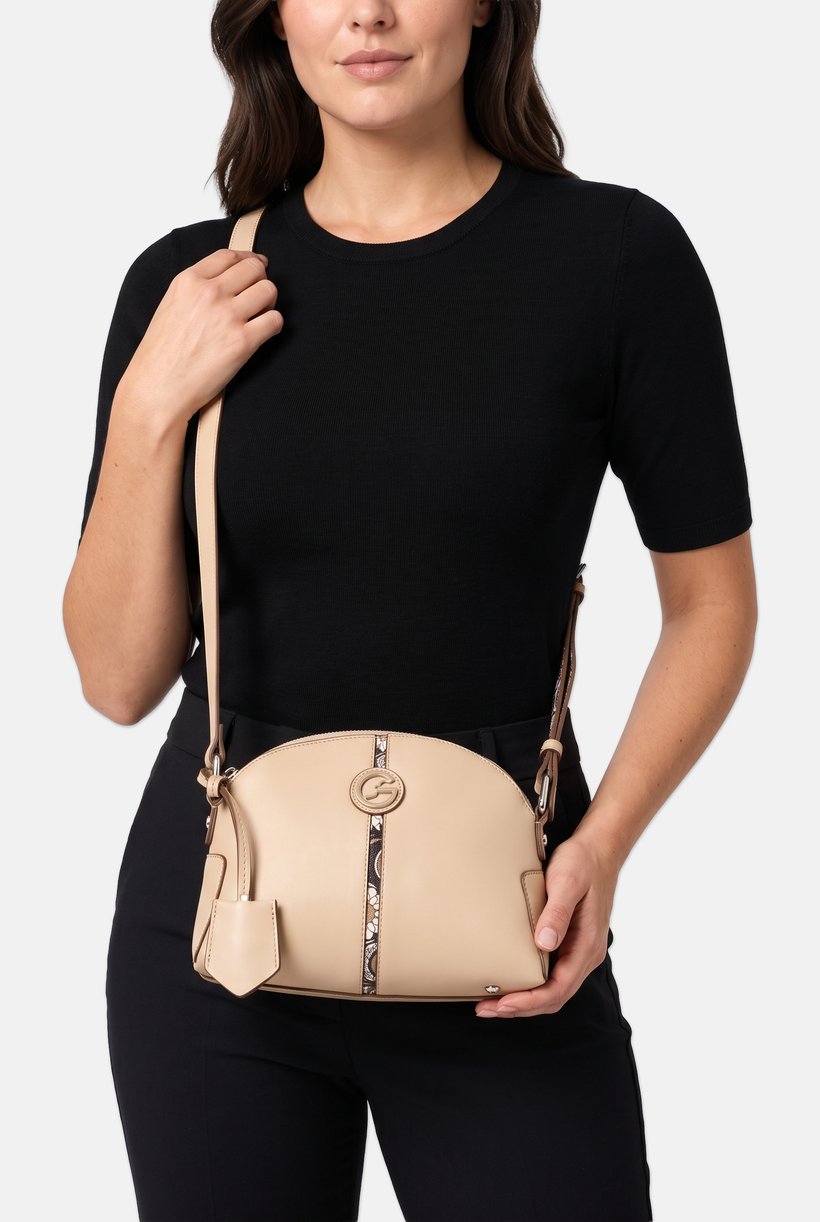 Women Brand Logo Cross Body Bag, Beige