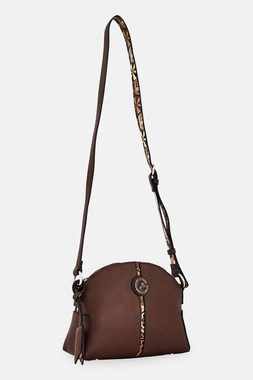 Women Brand Logo Cross Body Bag, Dark Brown