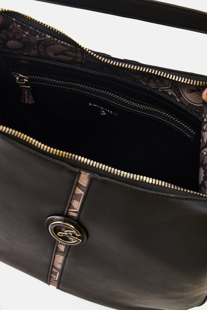 Women Brand Logo Handbag, Black