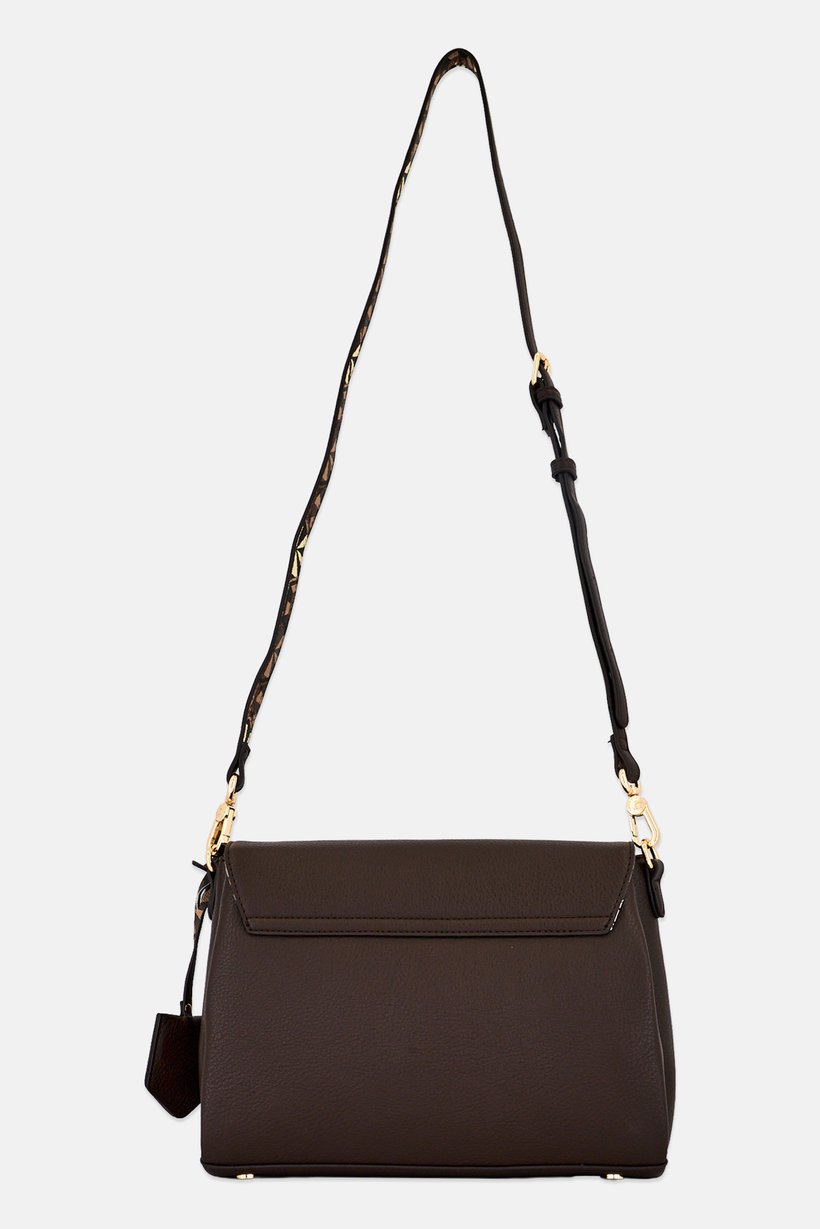 Women Brand Logo Cross Body Bag, Dark Brown