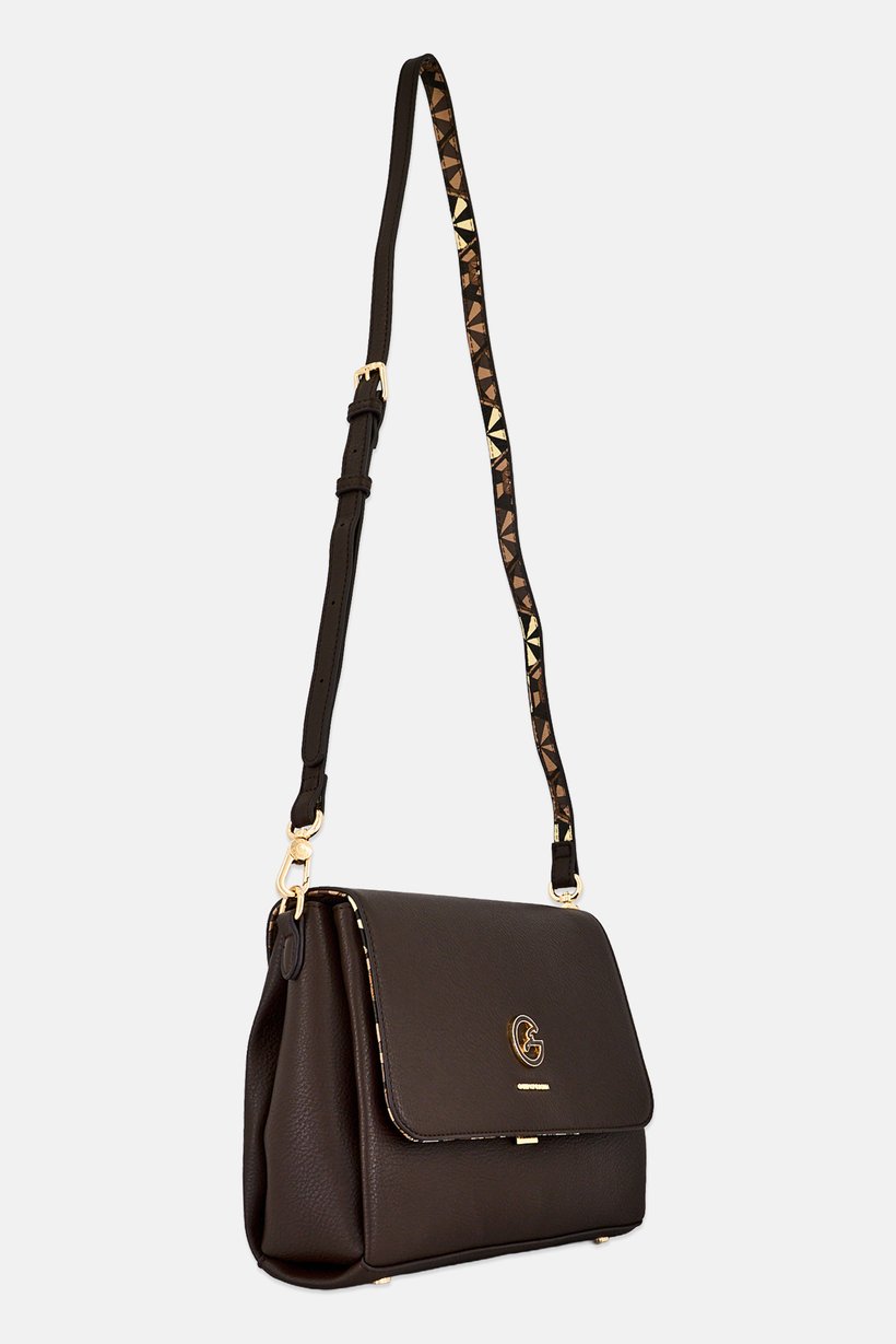 Women Brand Logo Cross Body Bag, Dark Brown