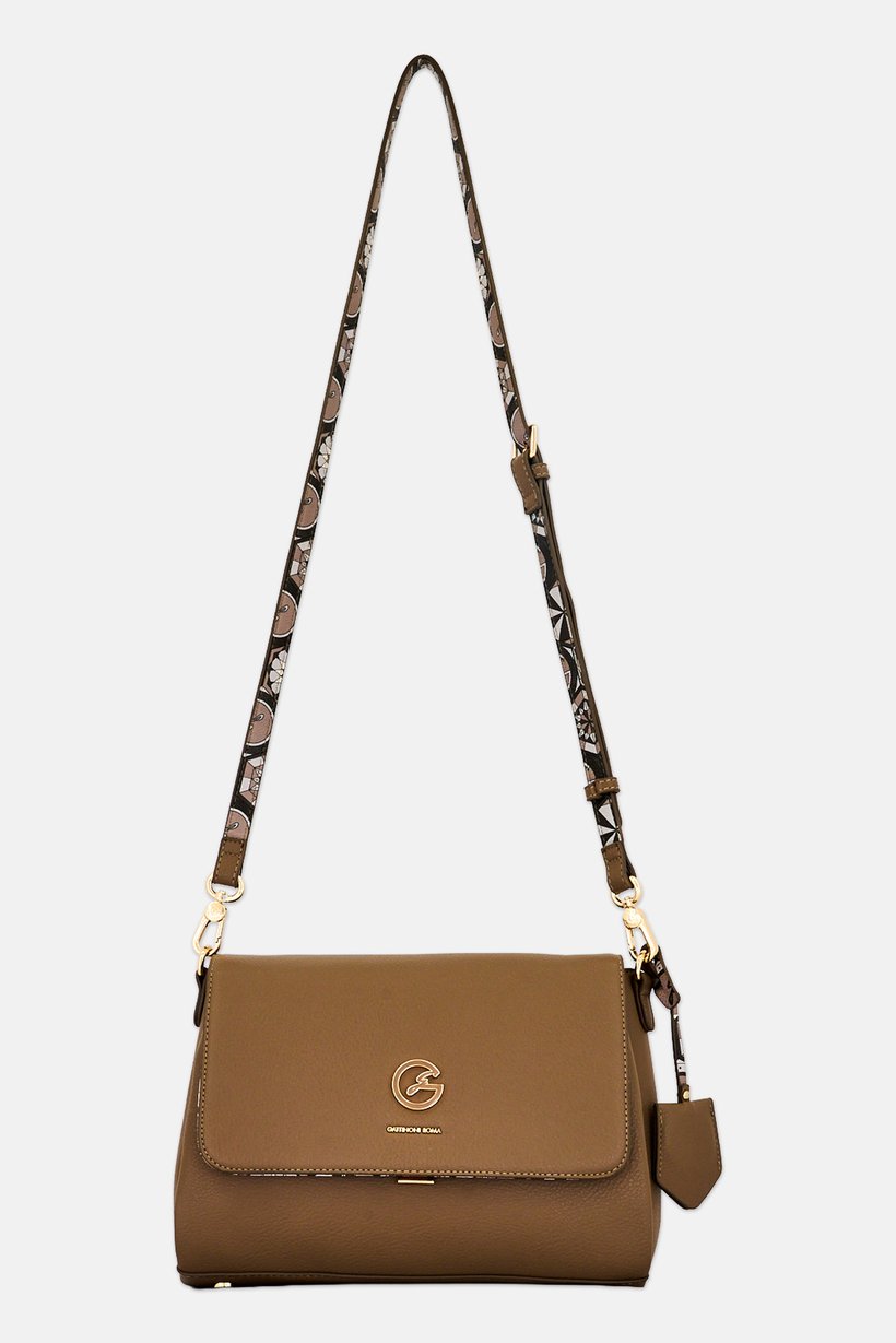 Women Brand Logo Cross Body Bag, Dark Taupe