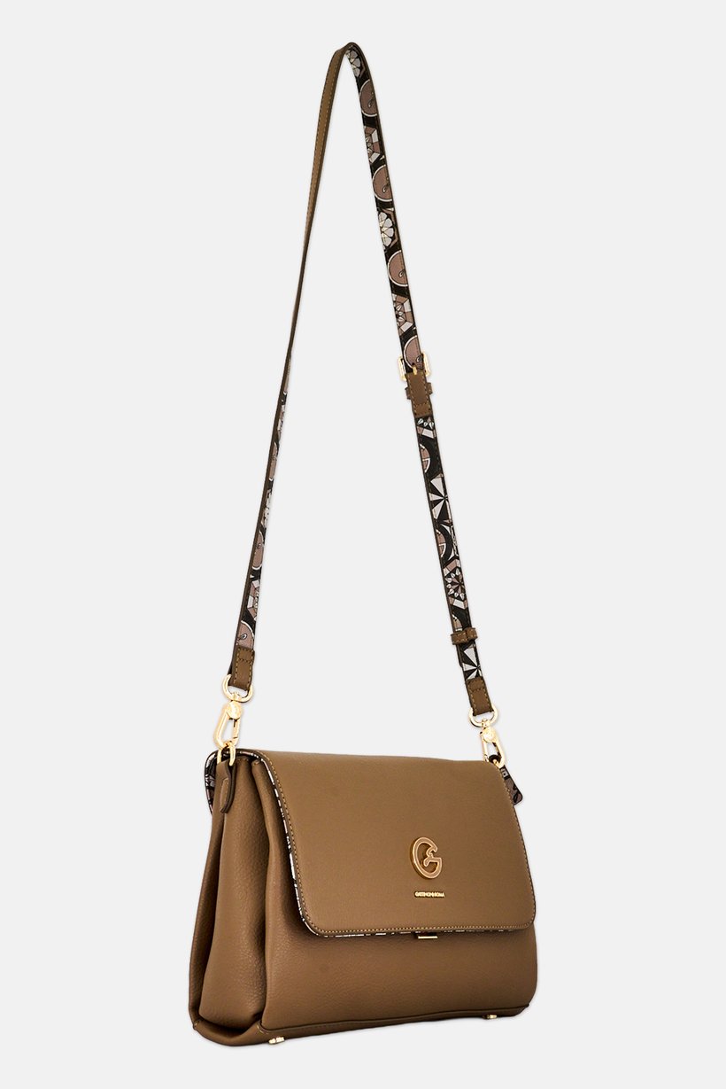 Women Brand Logo Cross Body Bag, Dark Taupe