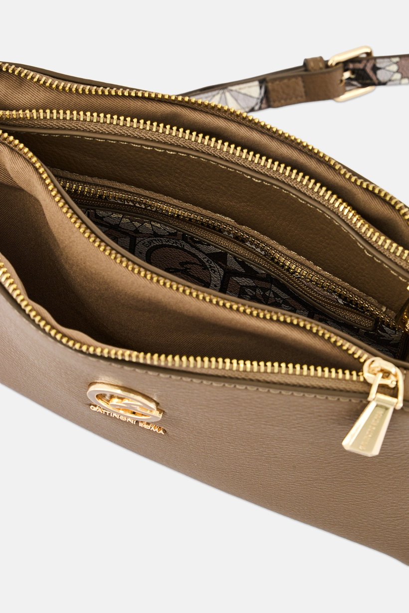Women Brand Logo Cross Body Bag, Taupe