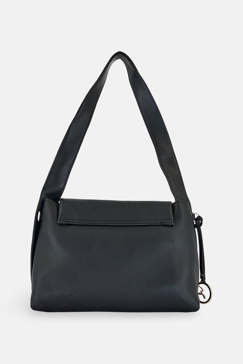 Women Brand Logo Shoulder Bag, Black