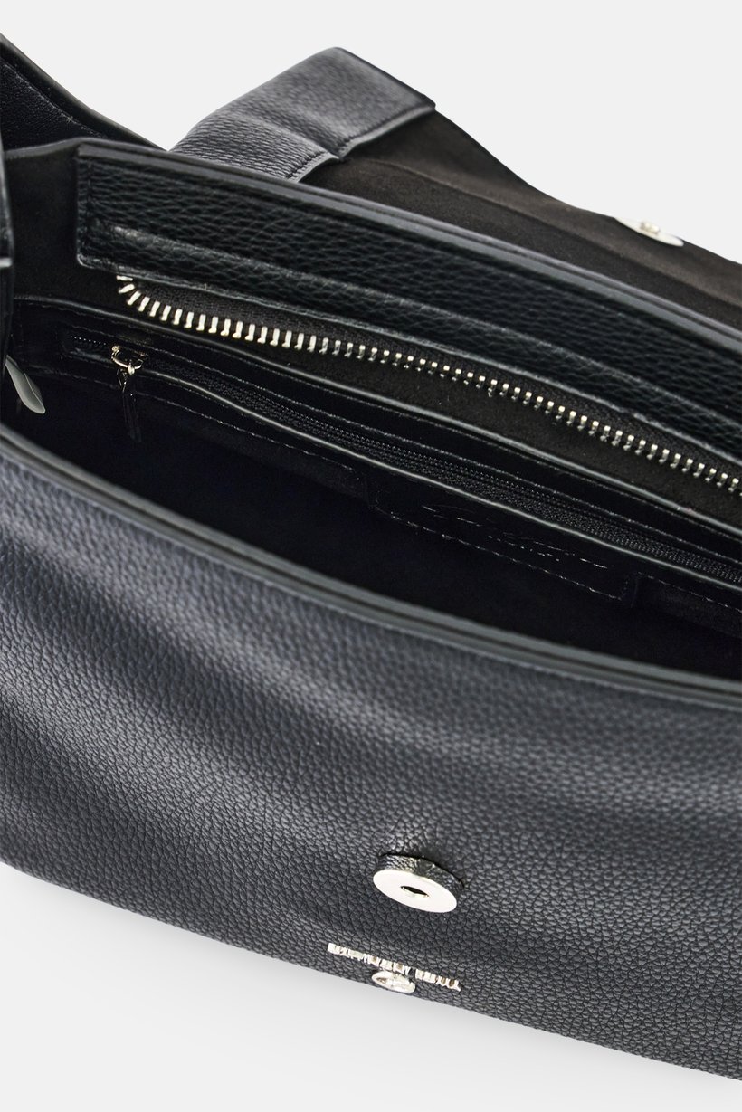 Women Brand Logo Shoulder Bag, Black