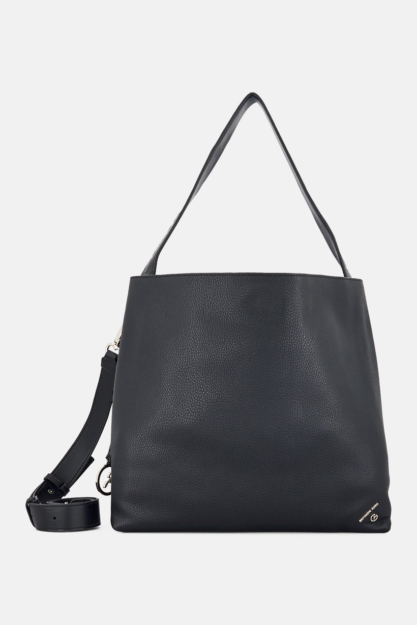 Women Brand Logo Shoulder Bag, Black