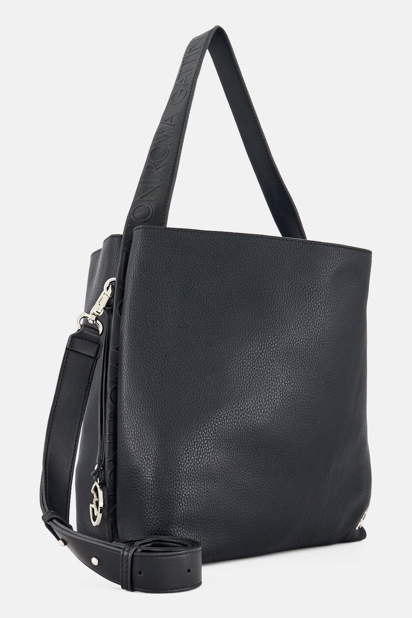 Women Brand Logo Shoulder Bag, Black