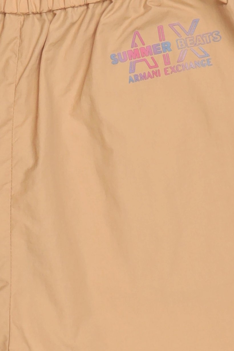 AX Armani Exchange Women Brand Logo Basic Shorts, Light Brown
