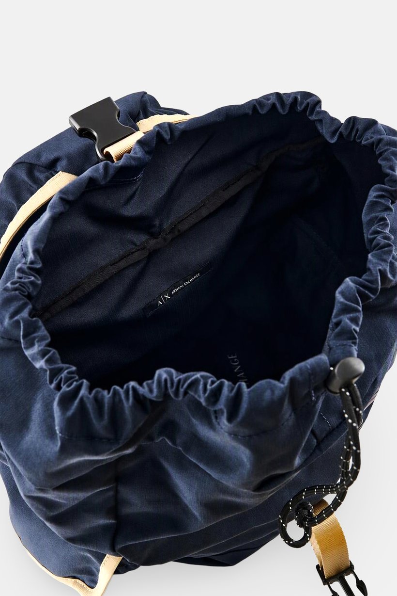 AX Armani Exchange Man Brand Logo Buckle Closure Backpack, Black
