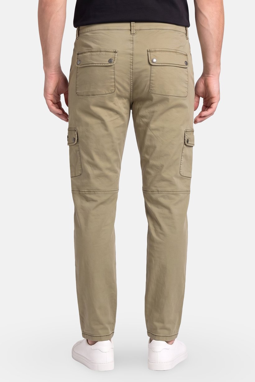 Men Regular Fit Solid Cargo Pants, Olive