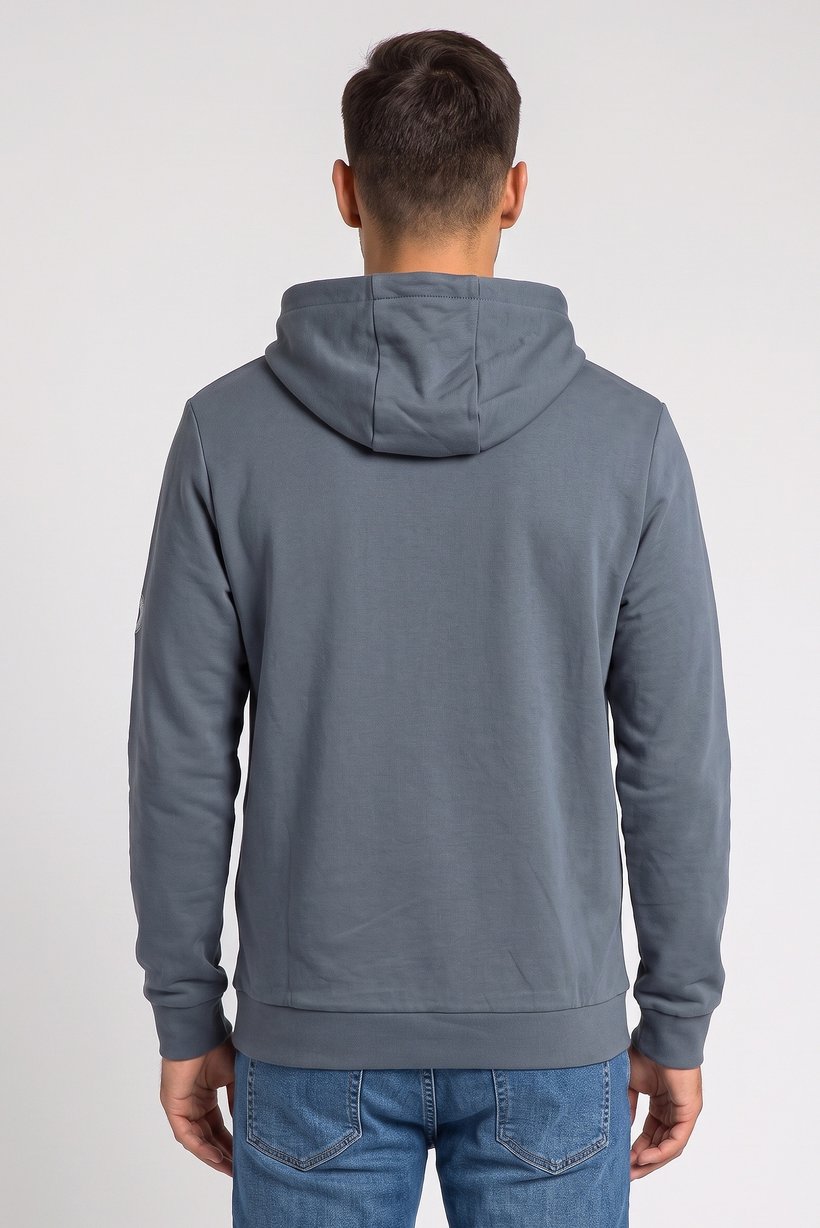 Men Graphic Print Long Sleeve Hoodie, Dusty Grey