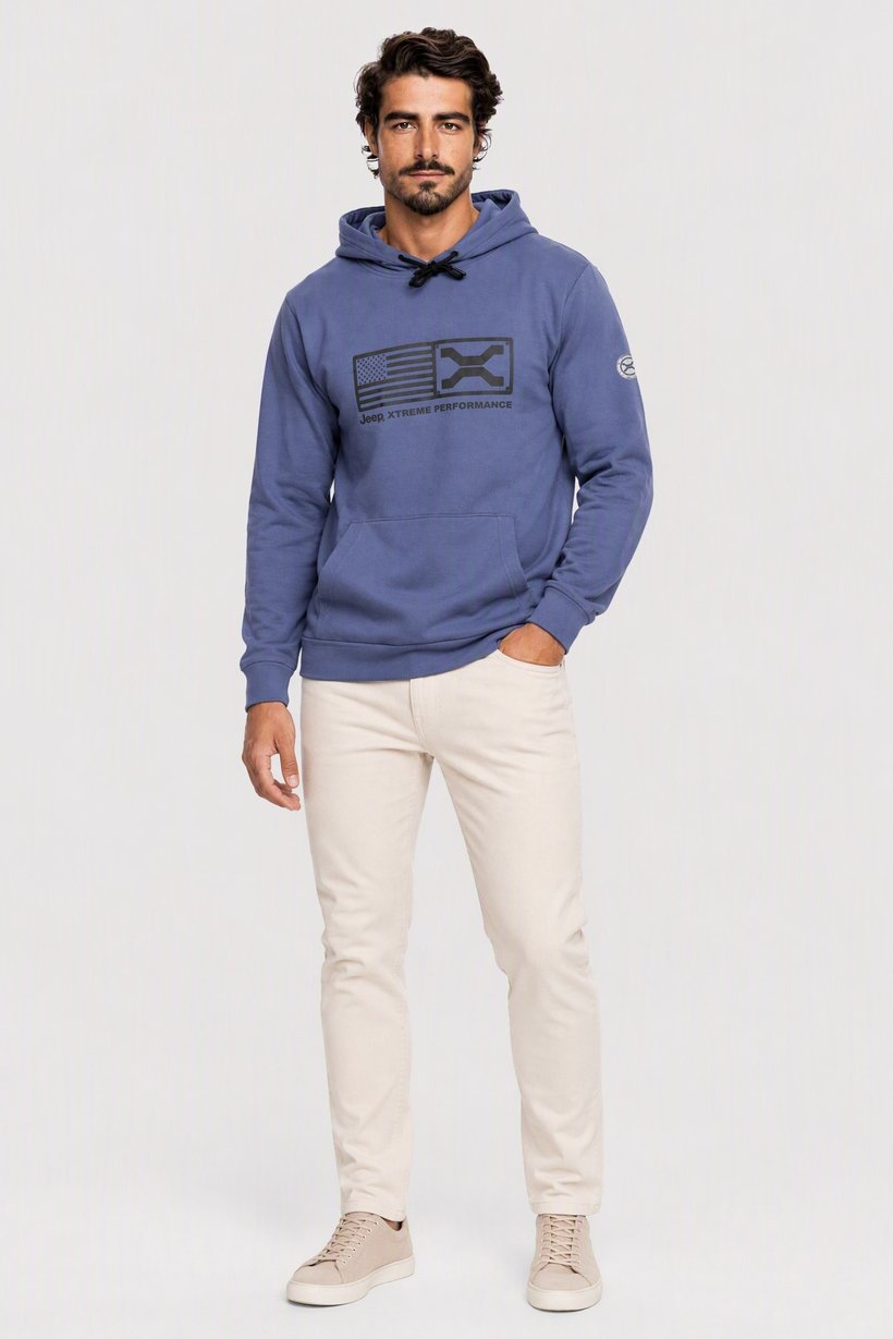 Men Brand Logo Long Sleeve Hoodie, Purple