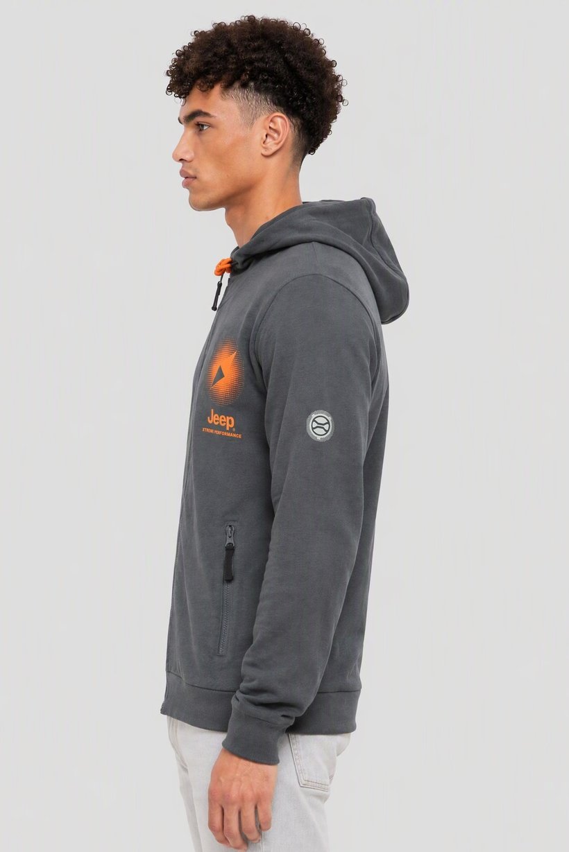 Men Brand Logo Long Sleeve Hoodie, Slate Blue