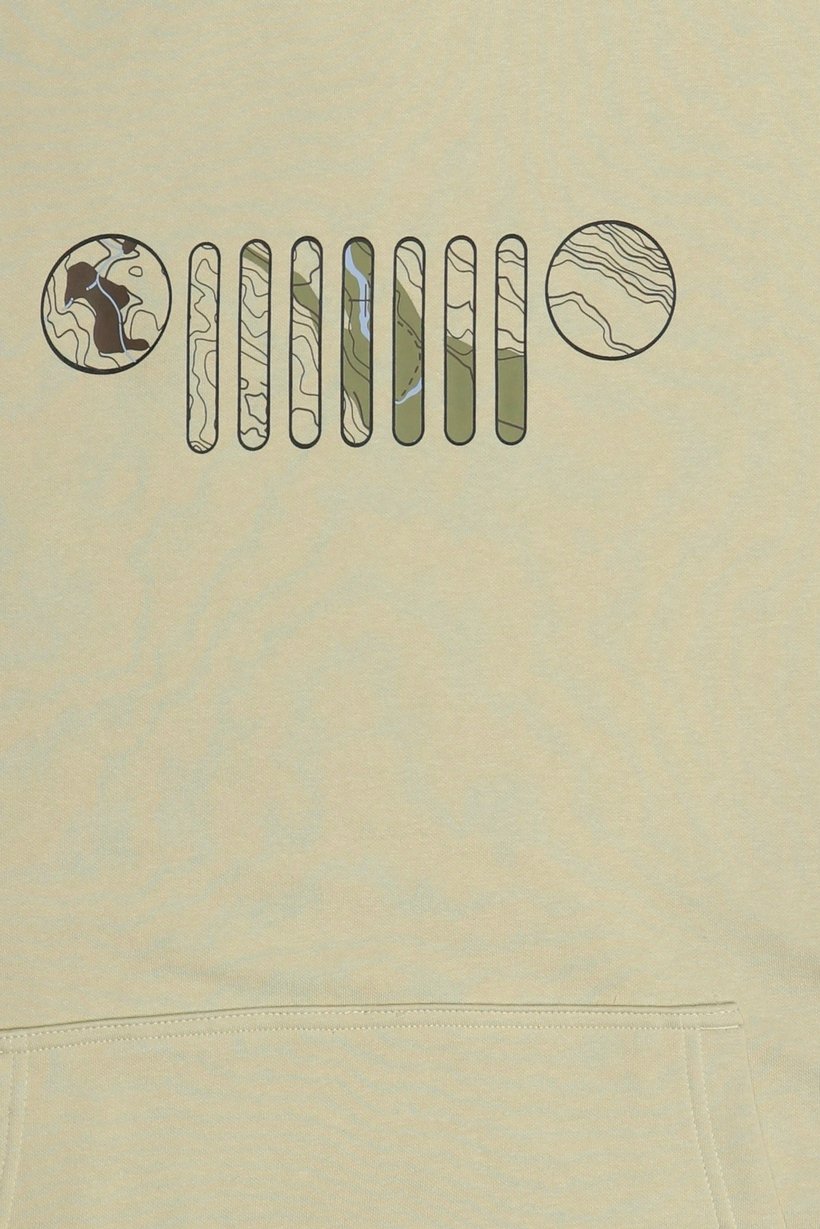 Men Brand Logo Long Sleeve Hoodie, Beige