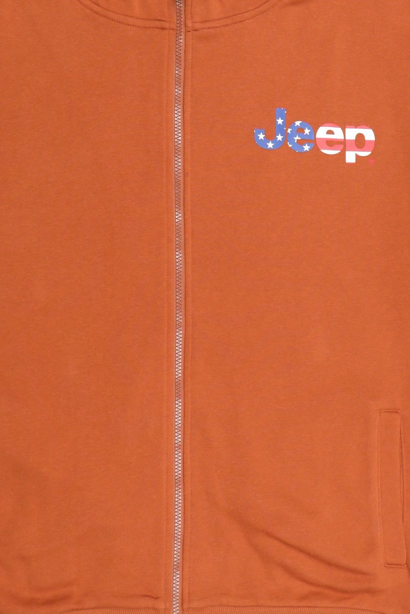 Men Brand Logo Long Sleeve Hoodie, Rust Brown