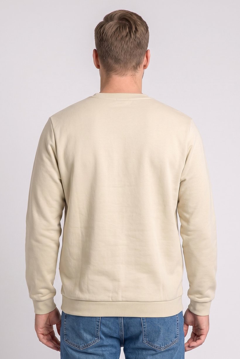 Men Brand Logo Long Sleeve Sweatshirt, Beige