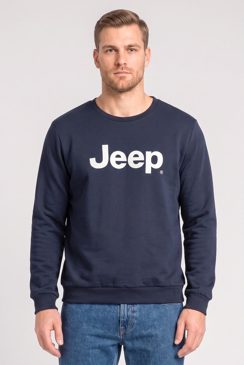Men Brand Logo Long Sleeve Sweatshirt, Navy