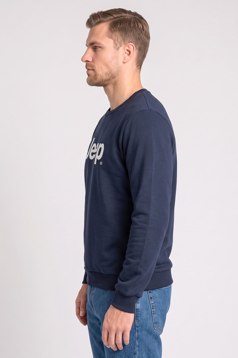 Men Brand Logo Long Sleeve Sweatshirt, Navy