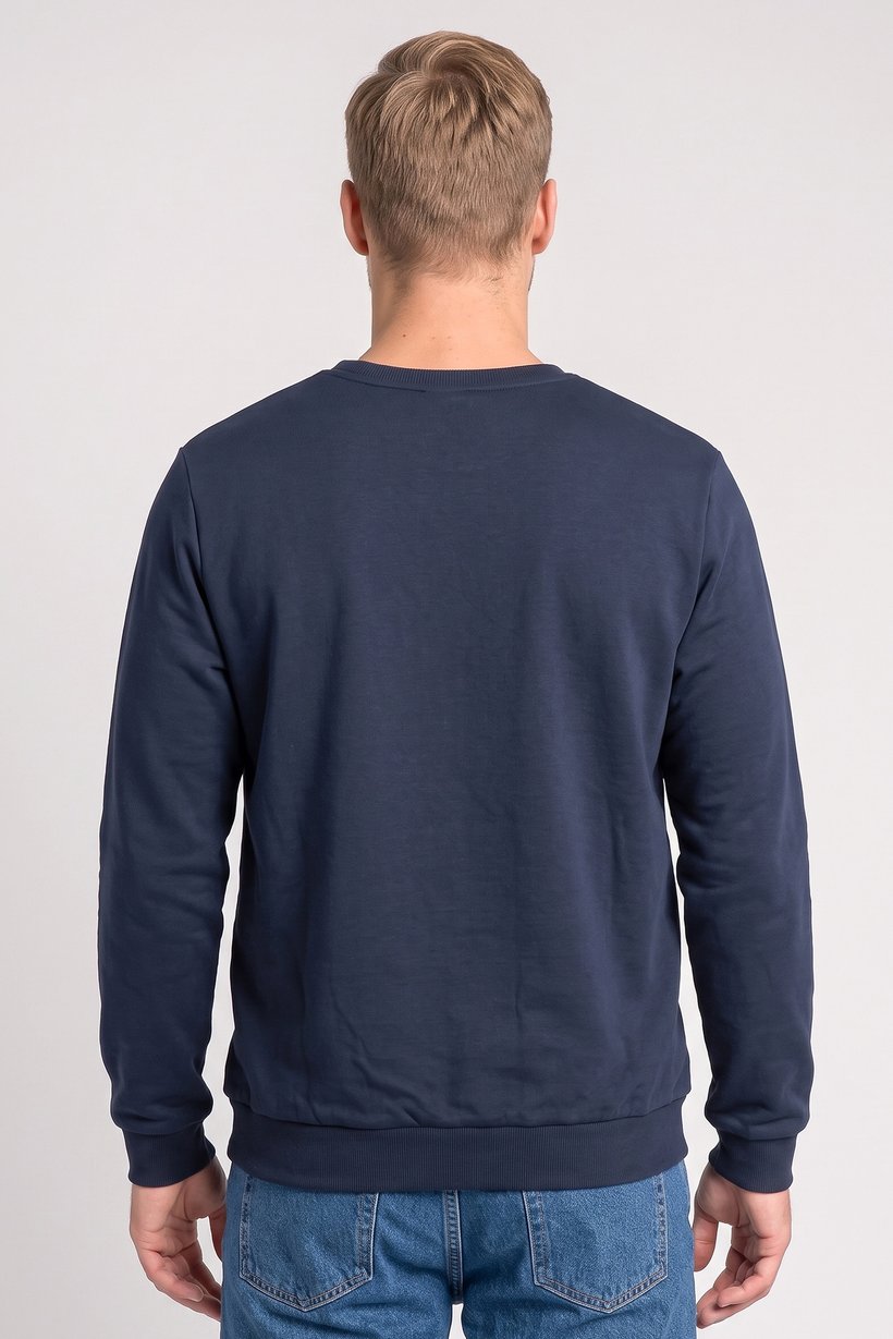 Men Brand Logo Long Sleeve Sweatshirt, Navy