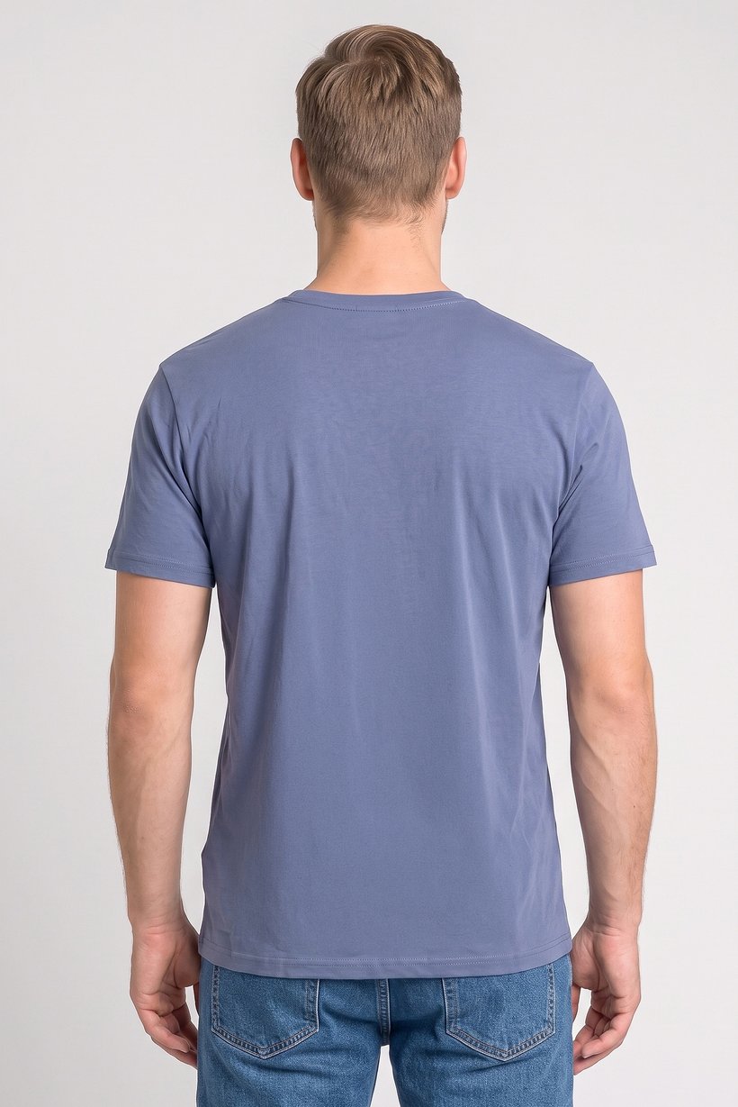 Men Crew Neck Short Sleeve Brand Logo T-Shirt, Slate Blue
