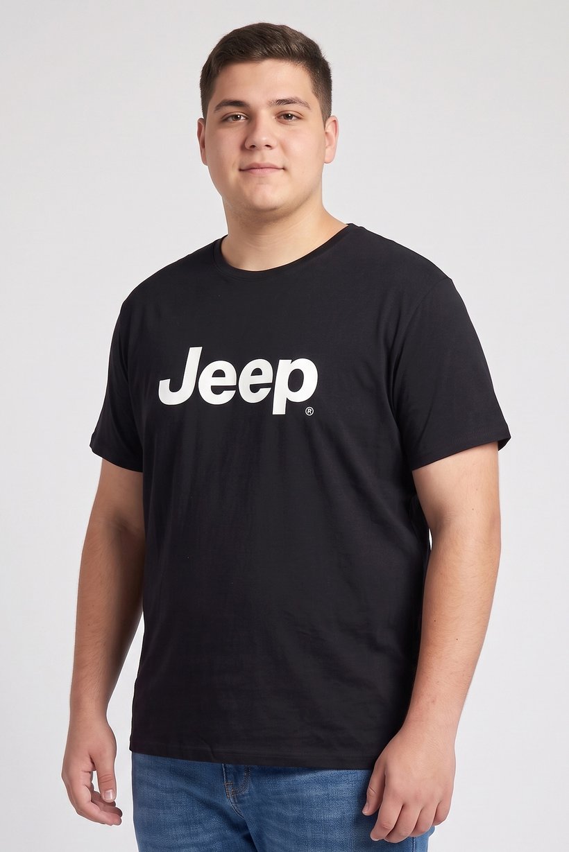 Men Crew Neck Short Sleeve Brand Logo T-Shirt, Black