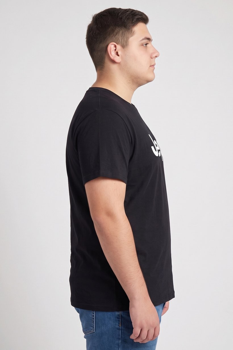 Men Crew Neck Short Sleeve Brand Logo T-Shirt, Black