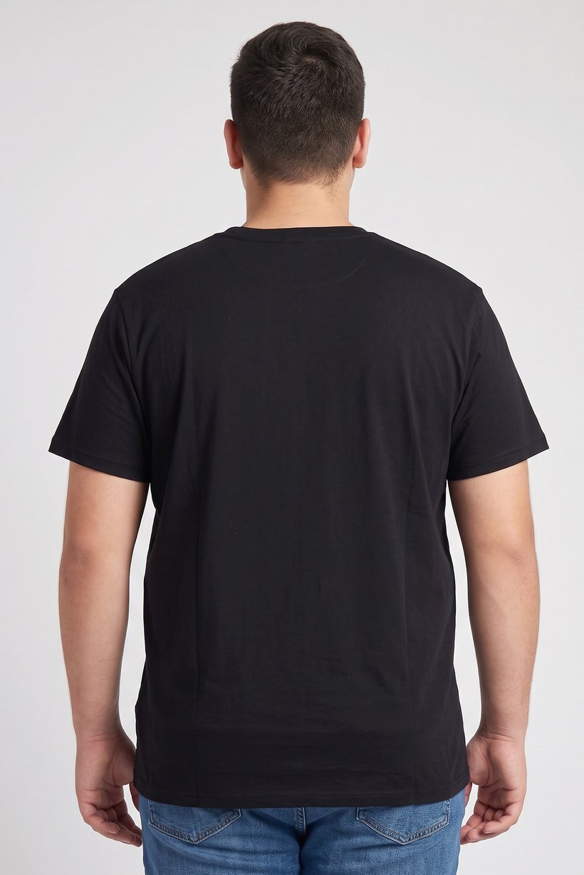 Men Crew Neck Short Sleeve Brand Logo T-Shirt, Black
