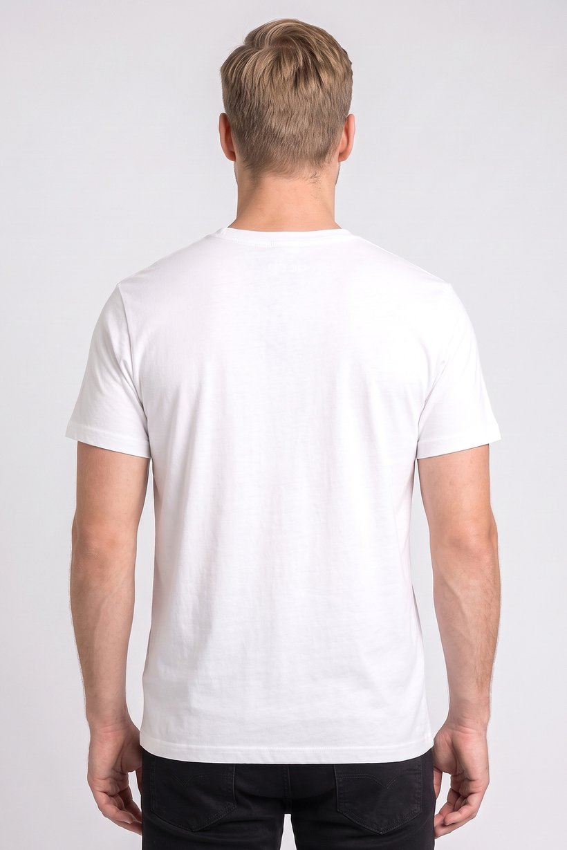 Men Crew Neck Short Sleeve Brand Logo T-Shirt, White