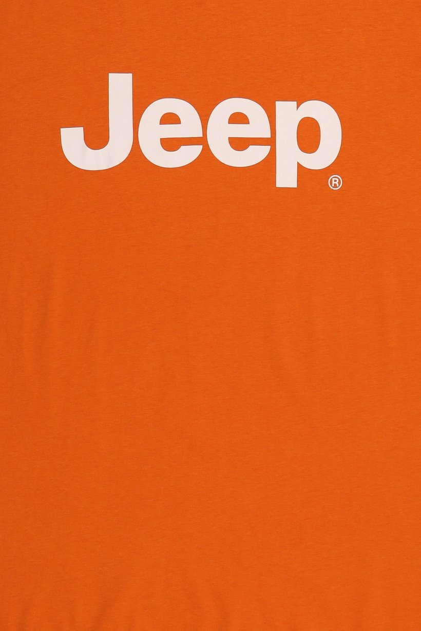 Men Crew Neck Short Sleeves Brand Logo T-Shirt, Orange