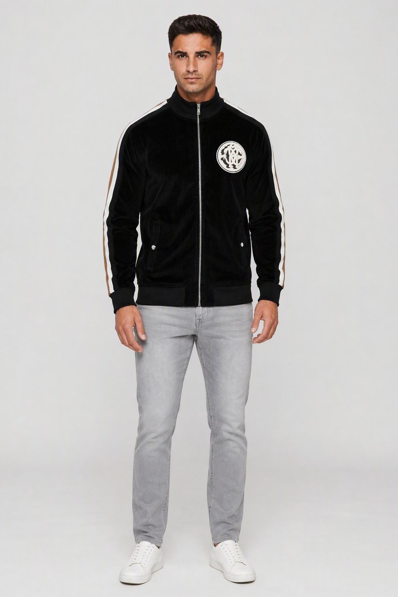 Men Mock Neck Long Sleeve Full Zip Sweatshirt, Black