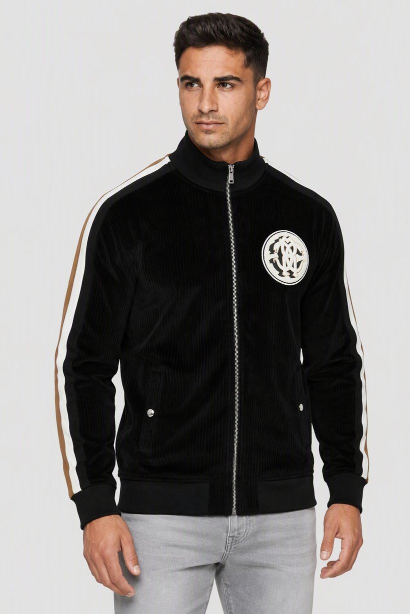 Men Mock Neck Long Sleeve Full Zip Sweatshirt, Black