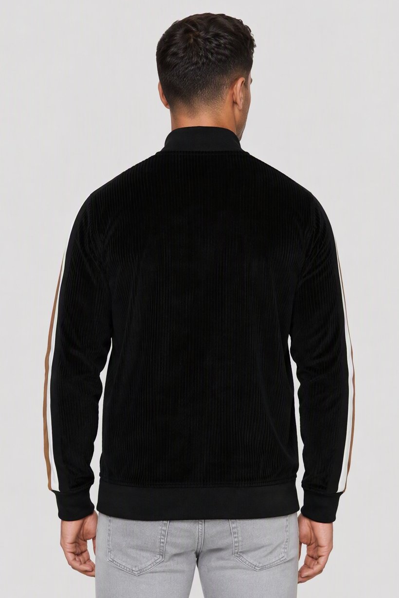 Men Mock Neck Long Sleeve Full Zip Sweatshirt, Black