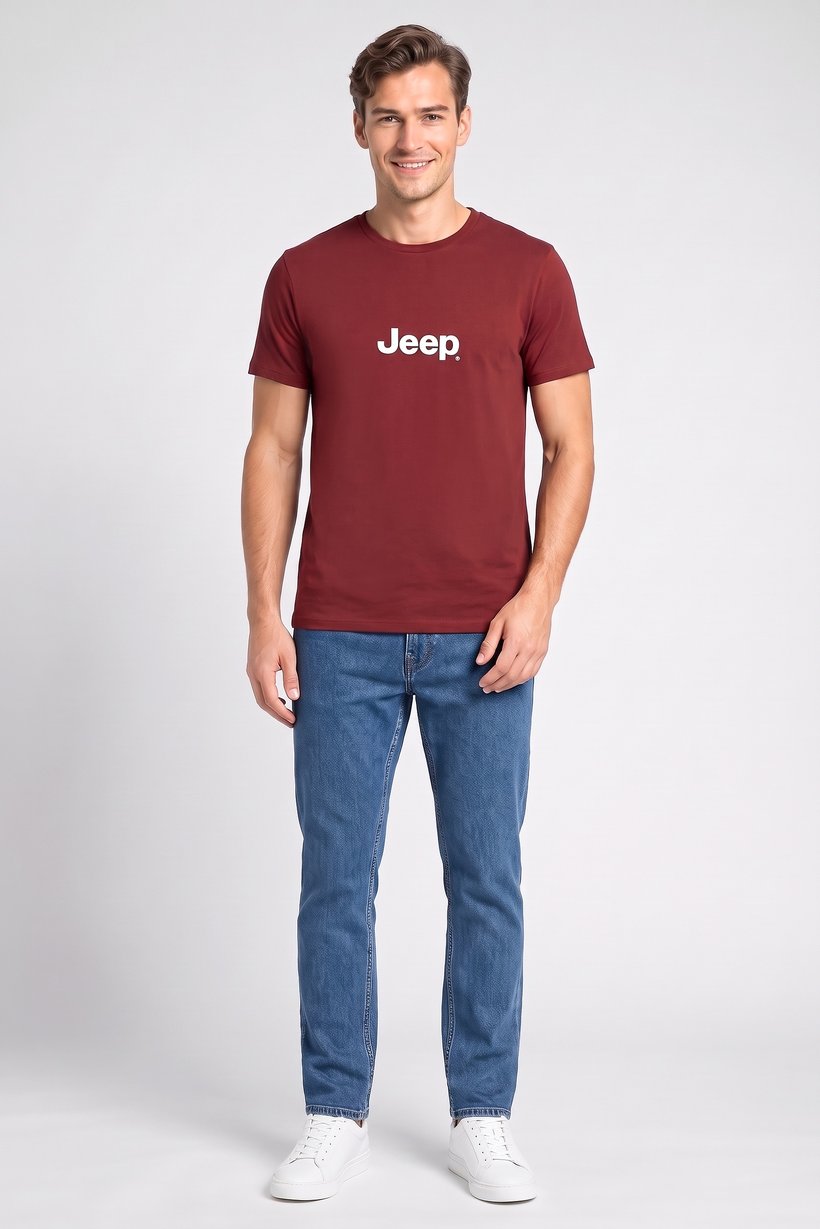 Men Crew Neck Short Sleeve Solid T-Shirt, Burgundy