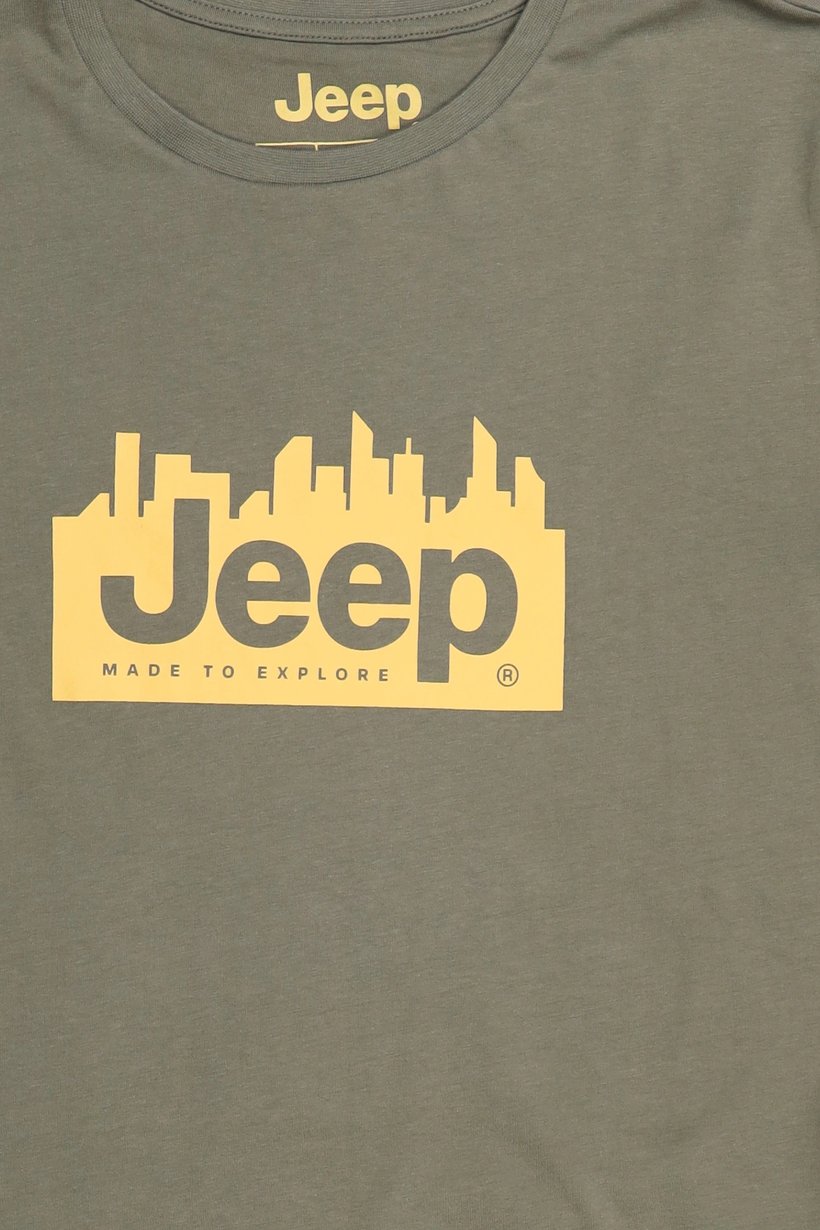 Men Crew Neck Short Sleeve Brand Logo T-Shirt, Olive