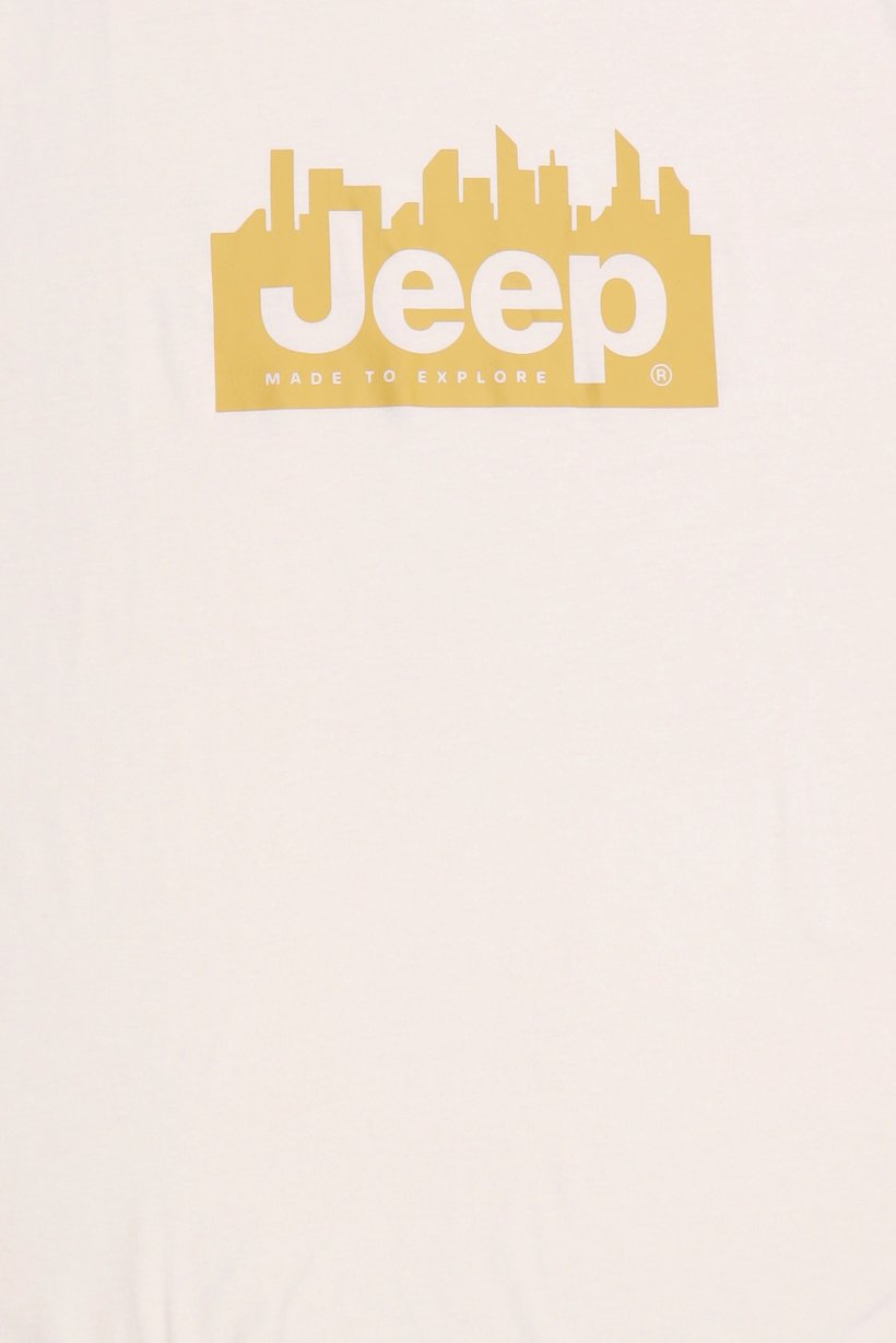Men Crew Neck Short Sleeve Brand Logo T-Shirt, Cream