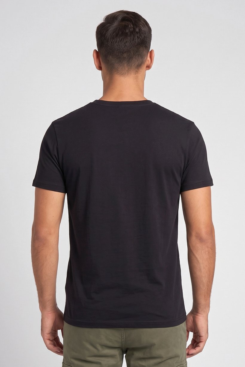 Men Crew Neck Short Sleeve Brand Logo T-Shirt, Black