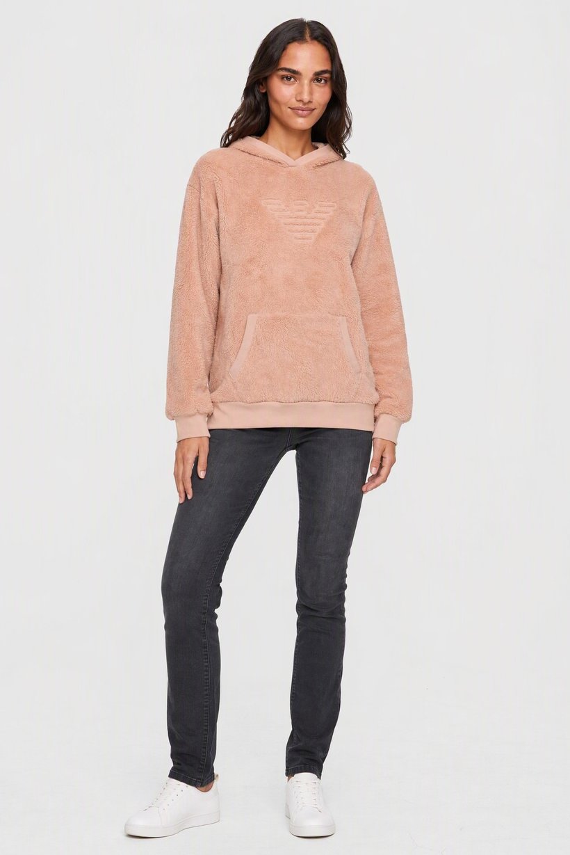Emporio Armani Women Embroidered Logo Long Sleeve Hoodie, Pink