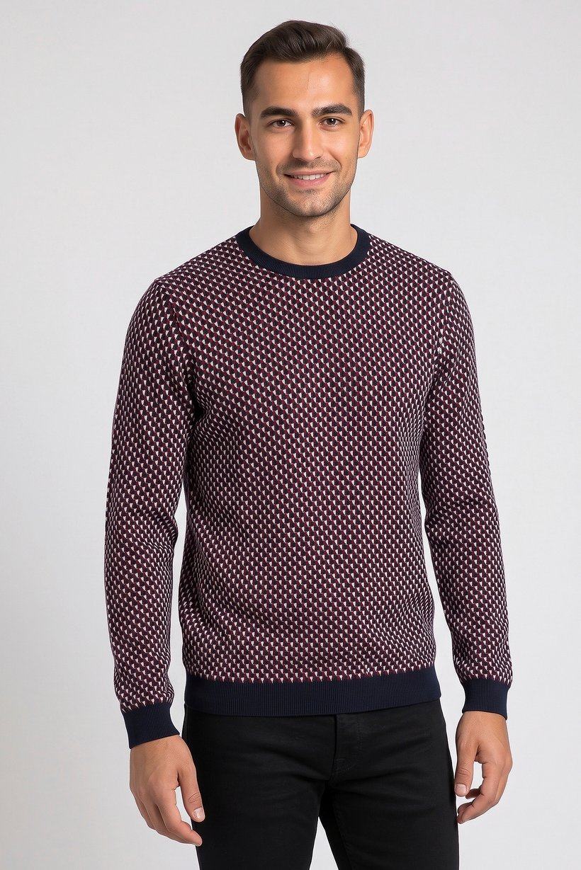 Emporio Armani Men Crew Neck Allover Print Sweater, Multicolor