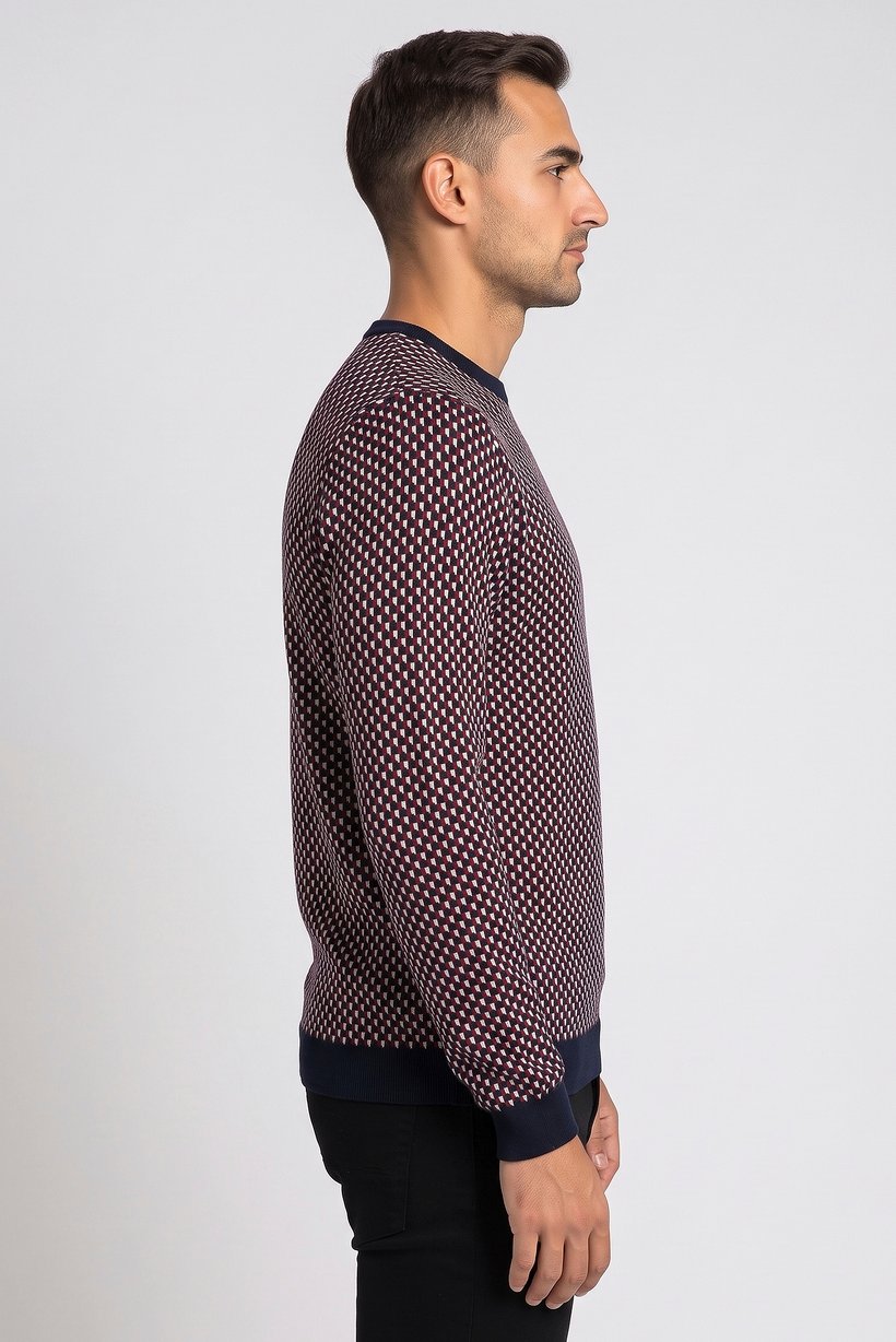 Emporio Armani Men Crew Neck Allover Print Sweater, Multicolor