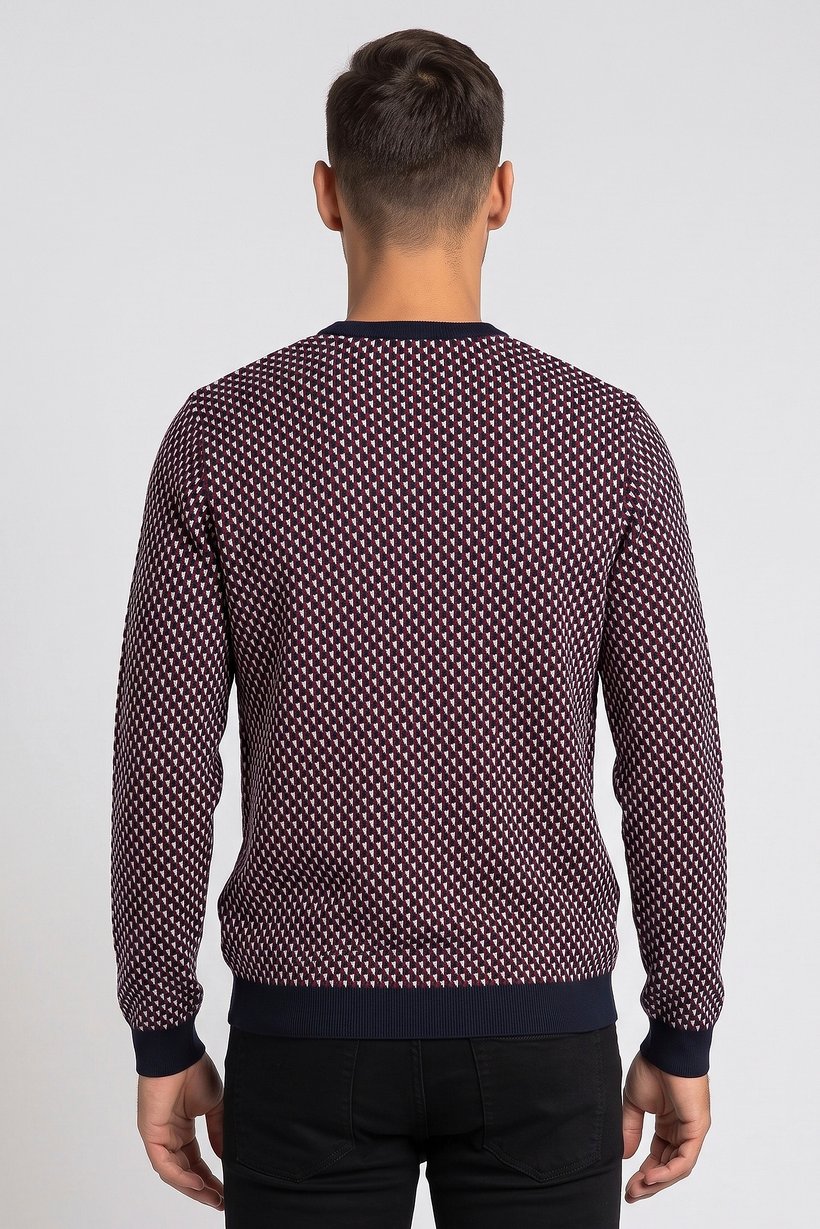 Emporio Armani Men Crew Neck Allover Print Sweater, Multicolor