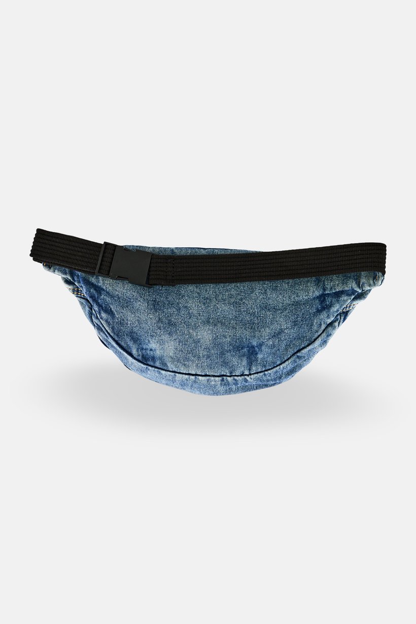 AX Armani Exchange Men Brand Logo Denim Fanny Pack, Blue