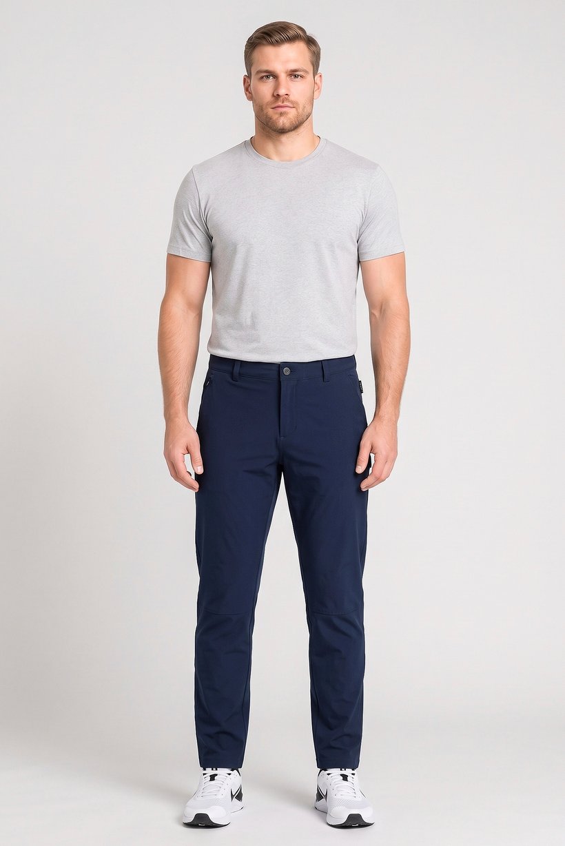 Men Regular Fit Solid Outdoor Track Pants, Navy