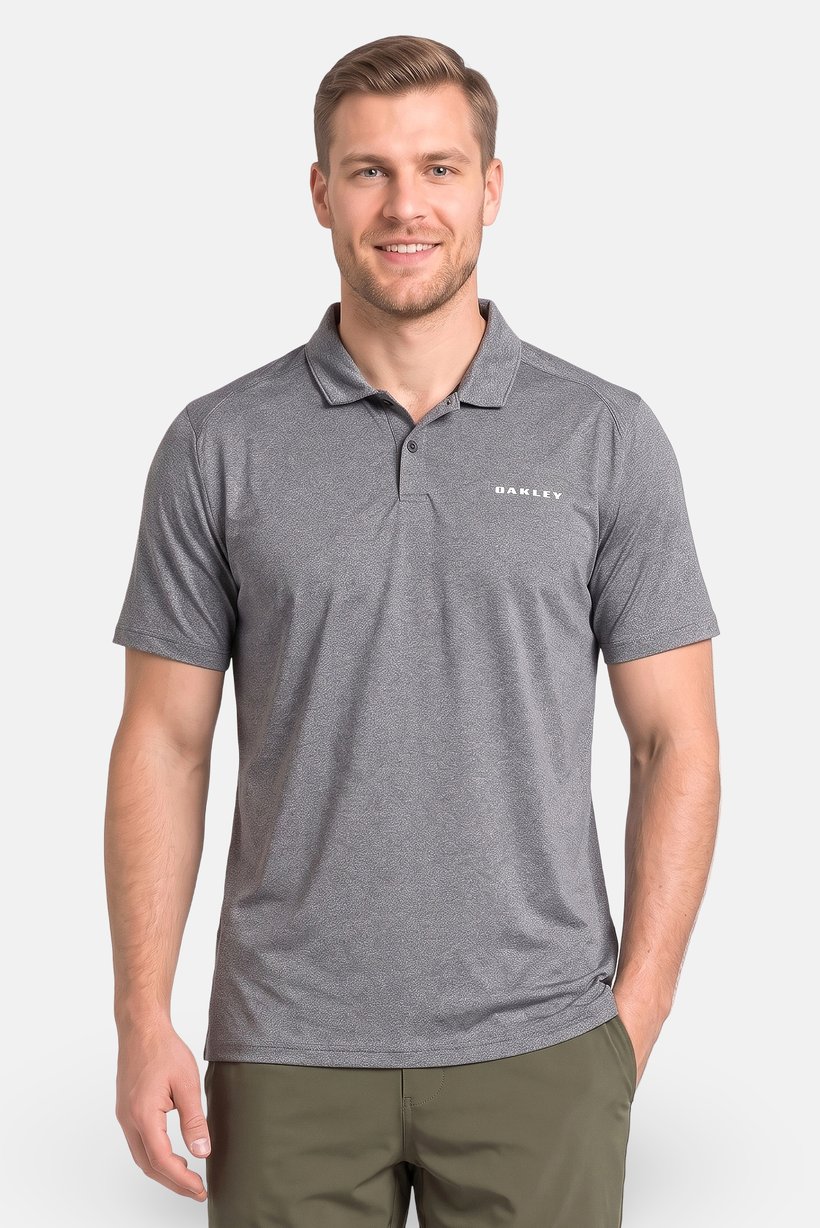 Men Regular Fit Short Sleeve Heather Outdoor Polo Shirt, Grey