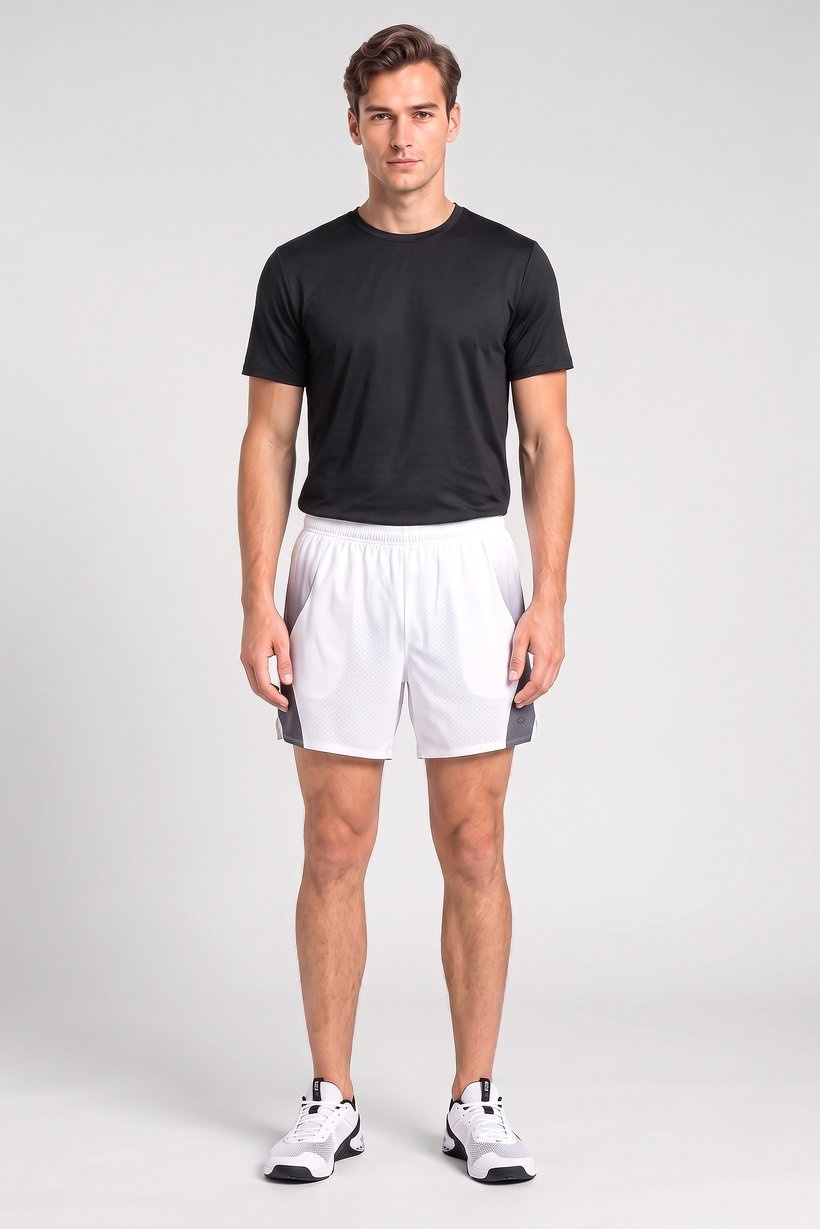 Men Performance Fit 9 Inseam Training Shorts, White
